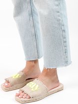 Sacha - Dames - Beige slippers met touwzool - Maat 42