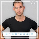 Anti zweet shirt - Zwart - Ronde hals - van zijdezacht Modal en stretch - met ingenaaide okselpads - Ondershirt - tegen Zweetvlekken - heren S