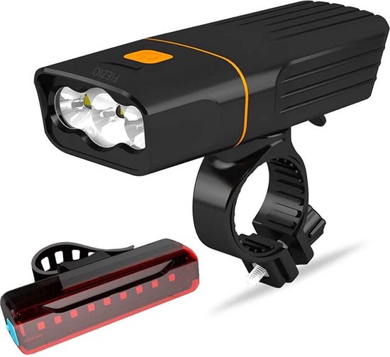 Jumada's - Fietsverlichting - 1500 lumen - USB Oplaadbaar - LED - Voor- en Achterlicht - Fietslamp Set