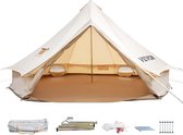 Bell Tent 5 m Yurt Tenten om te Kamperen Canvas 8-10 Persoon Bell Tent Waterdicht 4-Seizoen Waterdicht met Super Grote Capaciteit Tent Gemakkelijk op te Zetten voor Camping Wandelen en Outdoors