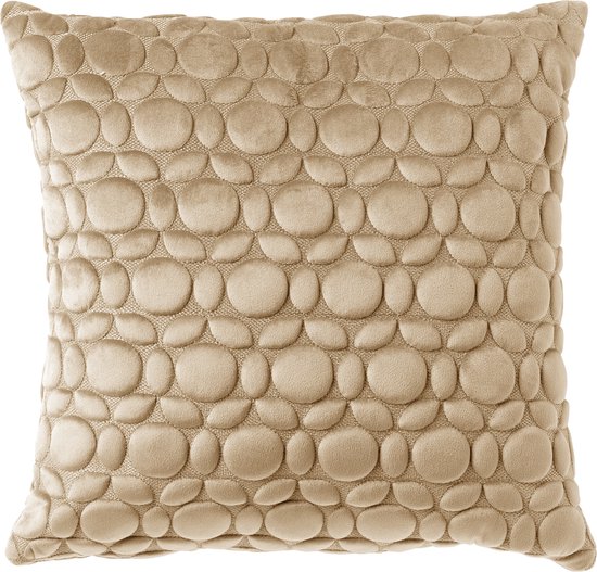 Dutch Decor KAISA - Kussenhoes 45x45 cm - 3D - print - effen kleur - Semolina - beige - met rits