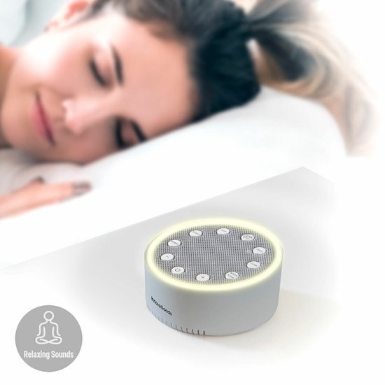 Ronde grijze InnovaGoods white noise machine met lichtring