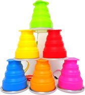 Lot de 6 gobelets pliables en silicone avec couvercles, gobelets pliables réutilisables, outdoor, gobelets pliables, adaptés pour les pique-niques, le camping, les voyages, l'escalade, la randonnée (6 couleurs)