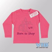 VIB® - Baby T-Shirt Born To Shop (Roze)-(0-3 mnd) - Babykleertjes - Baby cadeau