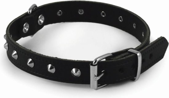 Nobby halsband leer, noppen zwart 45-50 x 2,1 cm - 1 st