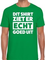 Dit shirt ziet er echt goed uit tekst t-shirt groen heren M