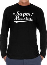 Super meester cadeau t-shirt long sleeves zwart heren S