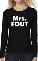 Mrs. FOUT tekst t-shirt long sleeve zwart voor dames XS