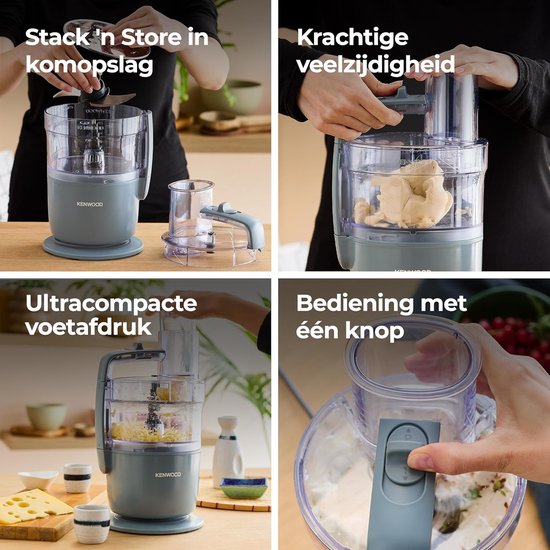 RFWR® Multi-functionele Foodprocessor voor Hakken, Snijden, Pureren en Kneden met Express Serve Accessoire - 1,3 L Mengkom - 650W Zilver van RFWR — afbeelding 2