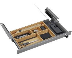 CAVO Documentlade afsluitbaar 500 x 265 x 45 mm grijs met bamboe inzet Bureaulade Kantoorlade