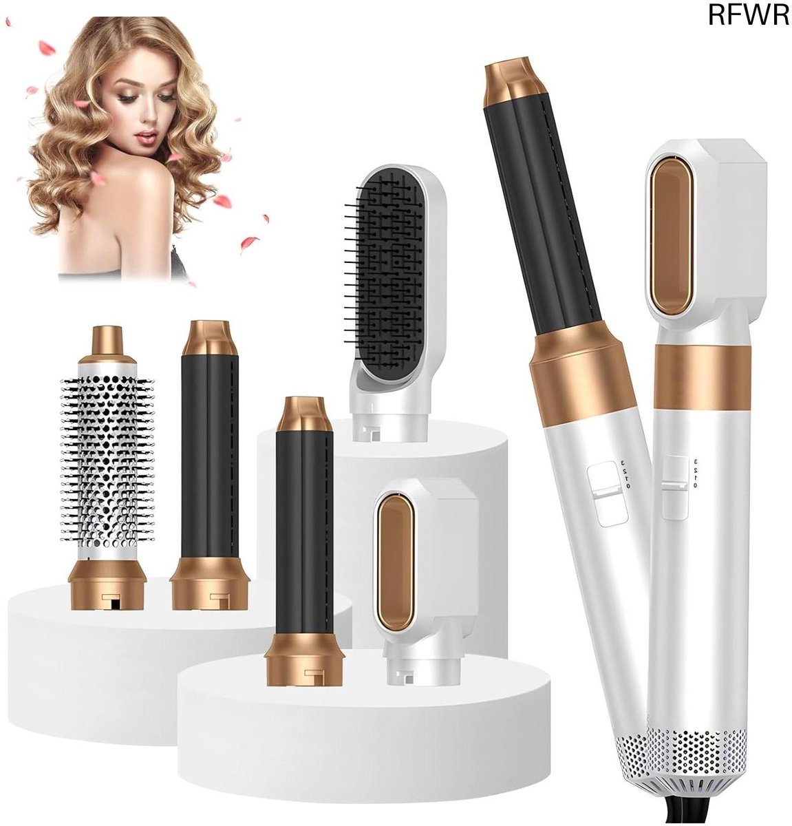RFWR® Haardrogerborstelset 1000W met Krultang en Volumeborstel - Voor Alle Haartypes
