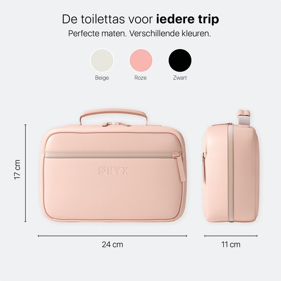 ONYX Trousse de Toilette Rose - Pochette à Maquillage - Organiseur de Cosmétiques - Agencement Intelligent - Miroir de Maquillage - Suspendable - Pour Femmes et Hommes - Taille : M