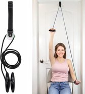 Schoudertrainer - Schouderkatrol - Revalidatie-oefenapparaat met over-de-deur katrol - Voor revalidatie van de rotator cuff - Verlicht schouderpijn - Verhoog de schouderkracht en het bewegingsbereik - Zwart