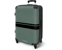 NoBoringSuitcases.com NoBoringSuitcases.com® - Koffer groot - Rolkoffer lichtgewicht - Groen met dubbele horizontale streep - Reiskoffer met 4 wielen - Ruimbagage middelgroot