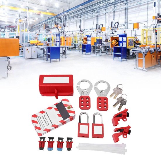 Lockout-tagout-hangslot, lockout hangslot, 38 mm, nylon, industriële technologie voor fabrieken, stofdicht, veiligheidsslot, voor isolatie en veiligheid (rood