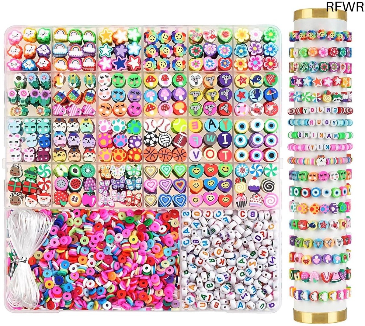 RFWR® 2300 stuks klei kralen set voor sieraden maken - DIY kralen, bedels, en accessoires voor kinderen