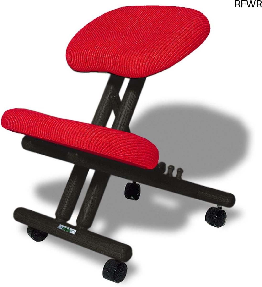 RFWR® Ergonomische stoel zwart met rode zitting - Comfortabele zithouding voor elke ruimte