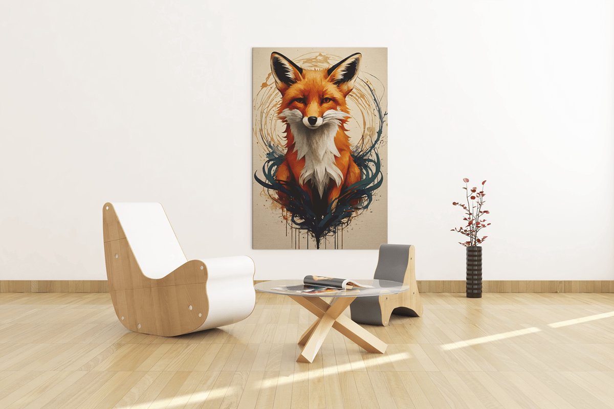 Canvas Schilderij – Schattige Vos Portret – Wanddecoratie Dieren – 150x100x2 cm