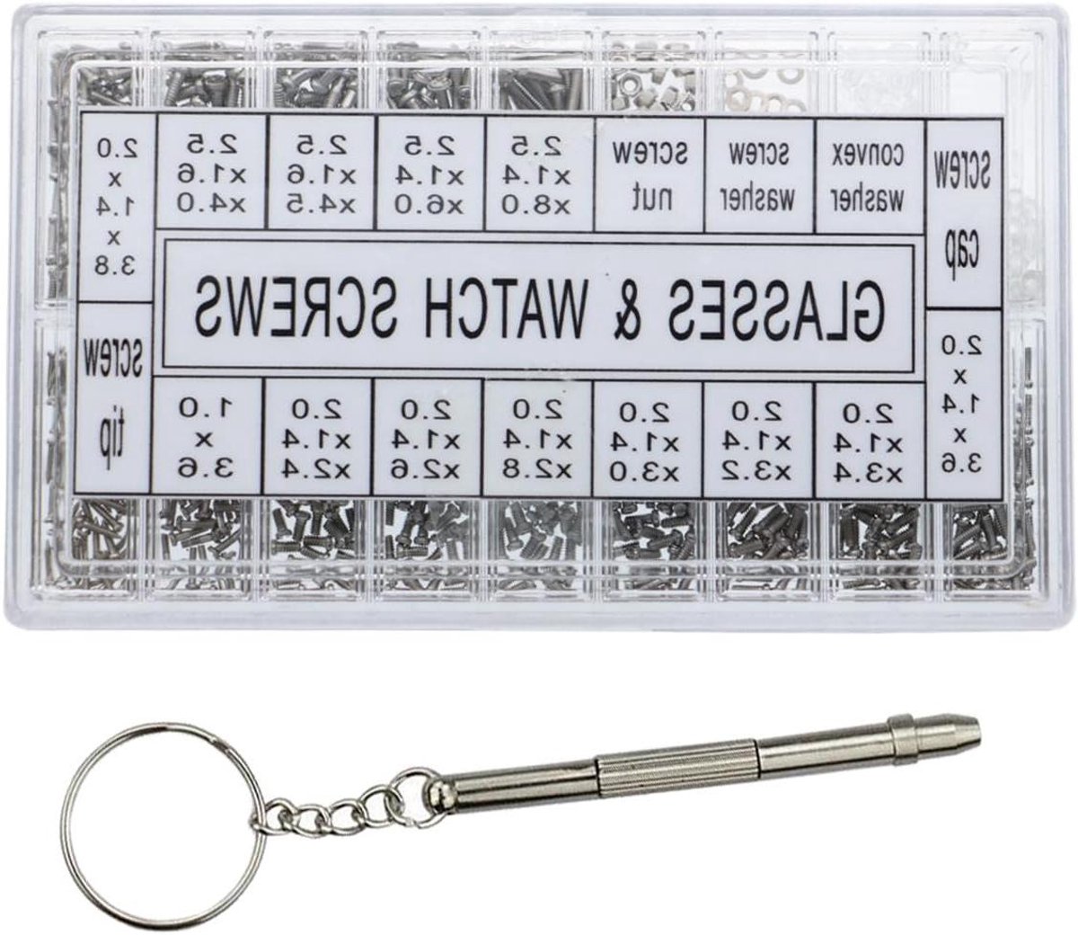 1000 Stuks Micro Bril Zonnebril en Horloge Reparatie Kit RVS Schroeven Gereedschap met Set - Voor Reparaties en Klussen