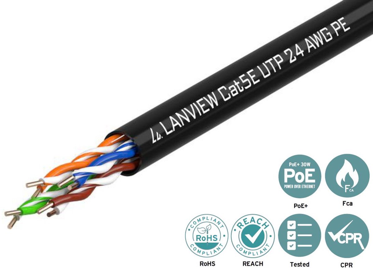 Lanview LVN122149 netwerkkabel Zwart 305 m Cat5e U/UTP (UTP)