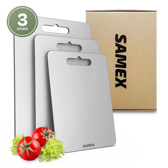 Samex® Titanium Snijplankenset - 3 Snijplanken - Vaatwasserbestendig - Cutting Board - Chopping Board - Antibacterieel-36x25cm + 29x20cm + 25x15cm
