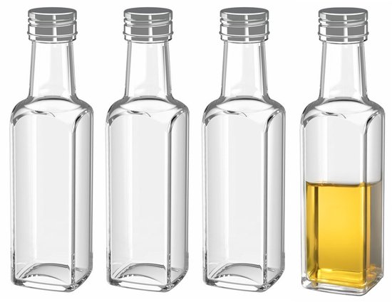 casavetro 36 x 100ml Small Glass Bottles 10cm Tall Table Decoration, Bottles for Wedding Set Guest Gifts