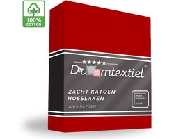 Droomtextiel Zacht Katoenen Hoeslaken Rood 180x200 cm - Hoge Hoek - Perfecte Pasvorm - Heerlijk Zacht