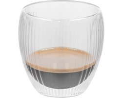 Gerimport Theeglazen Leya - 1x - dubbelwandig - borosilicaatglas - 250 ml - D9 x H9 cm - koffieglas