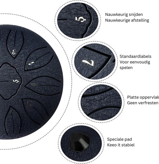 CLGP® Handpan - Tongue Drum - Klankschaal - Meditatie - Zwart van Merkloos — afbeelding 2