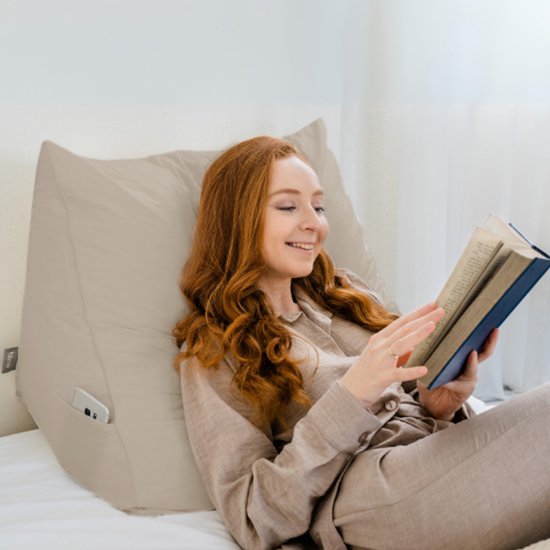 Bookworm Leeskussen - ergonomisch wigvormig kussen nekkussen met microparels ergonomisch kussen