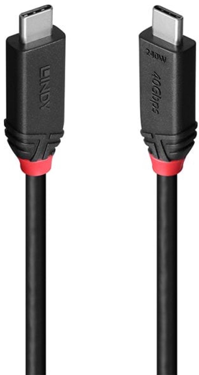 Lindy 37000 USB-kabel USB4 Gen 3x2 0,5 m USB C Zwart