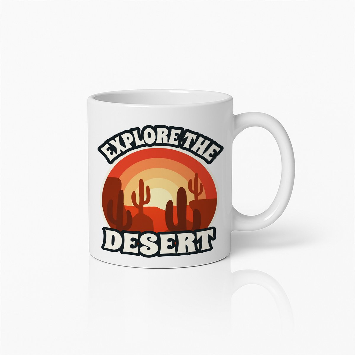 Ontdek de Woestijn Mok – Vintage Zonsondergang Cactus Koffiebeker voor Avonturiers