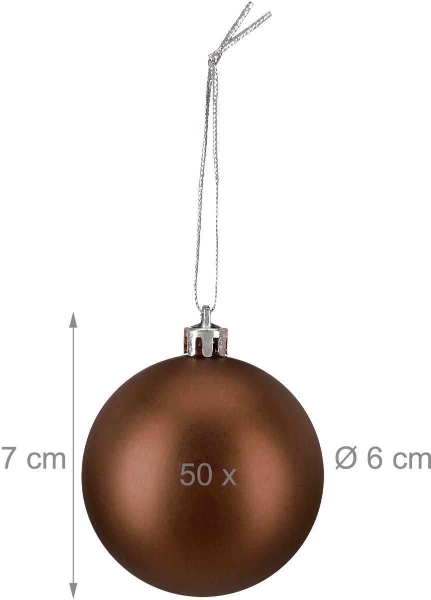 kerstballen set van 50 - Ø 6 cm - mat - kunststof - bruin – foto 4