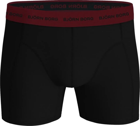 Zwarte boxershort van Björn Borg met rode tailleband met logo.