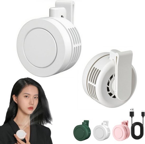 Bladloze Nekventilator Draagbaar Stille Mini Ventilator 3 Snelheden Clip-on 900mAh Wit