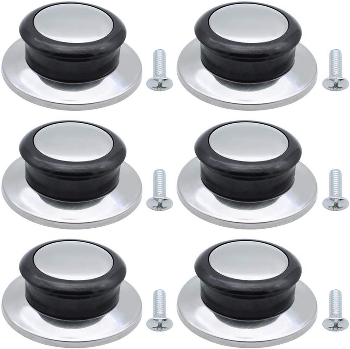 Elkuaie Pannendeksel Knop – Hitzebestendig & Universaal – 43x58mm – 6 Stuks