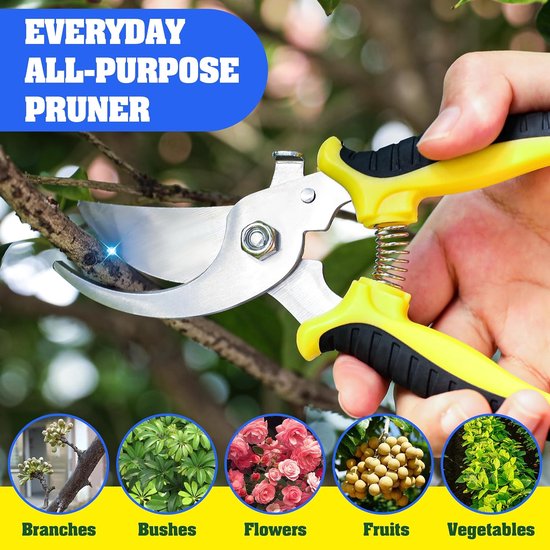 4-pack tuinsnoeischaar, roestvrijstalen tuinsnoeischaar, tuinschaar, snoeigereedschap, snoeischaar (4-pack geel oranje groen) van Merkloos	 — afbeelding 3