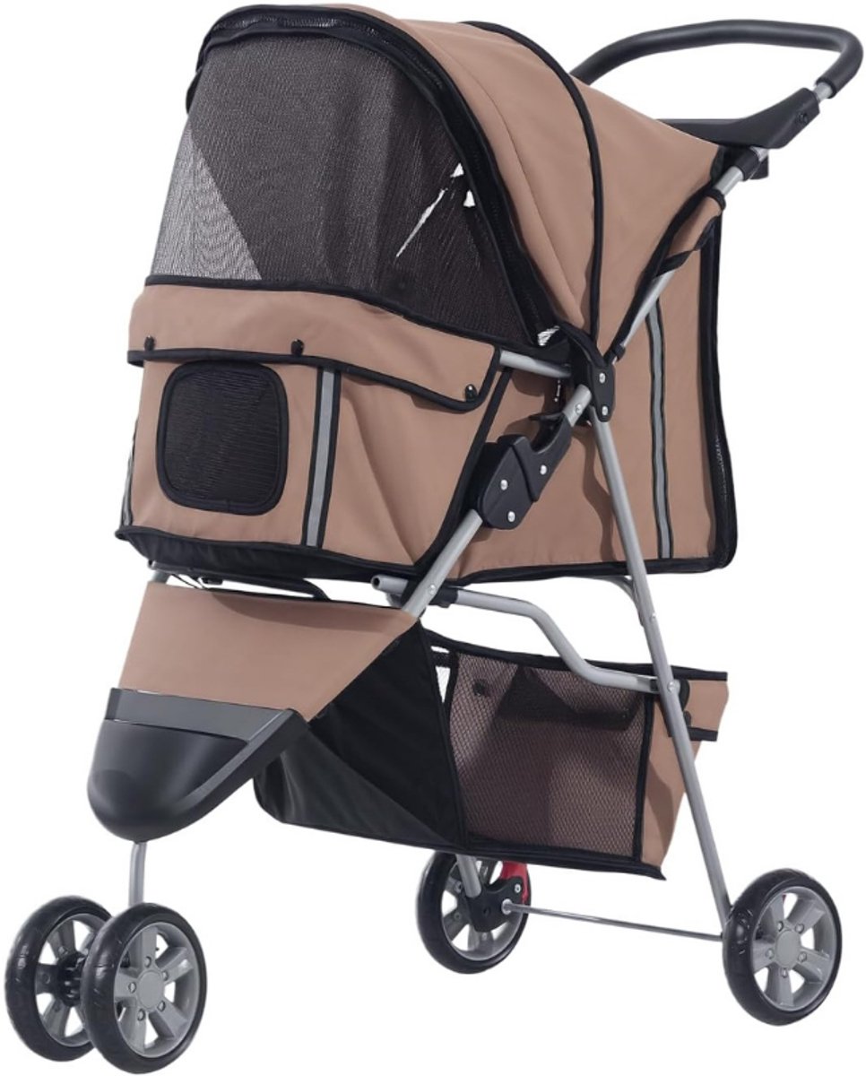 Hondenbuggy - Huisdieren Kinderwagen - Geschikt Voor Honden En Katten - Stevige Dierenbuggy - Koffiebruin