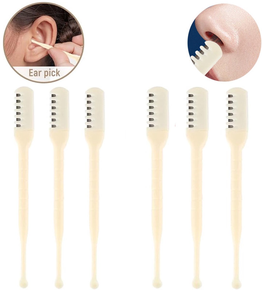 6 Stuks- Neushaartrimmer-neustrimmer mannen-neushaartrimmers-neustrimmer vrouwen- neushaartrimmer heren- neushaartrimmer vrouwen- Neushaarmes- Neustrimmer-2 in 1 Neushaartrimmer-Roterende Neushaar Knipper-Neustrimmer en Oorreiniger 2 in 1