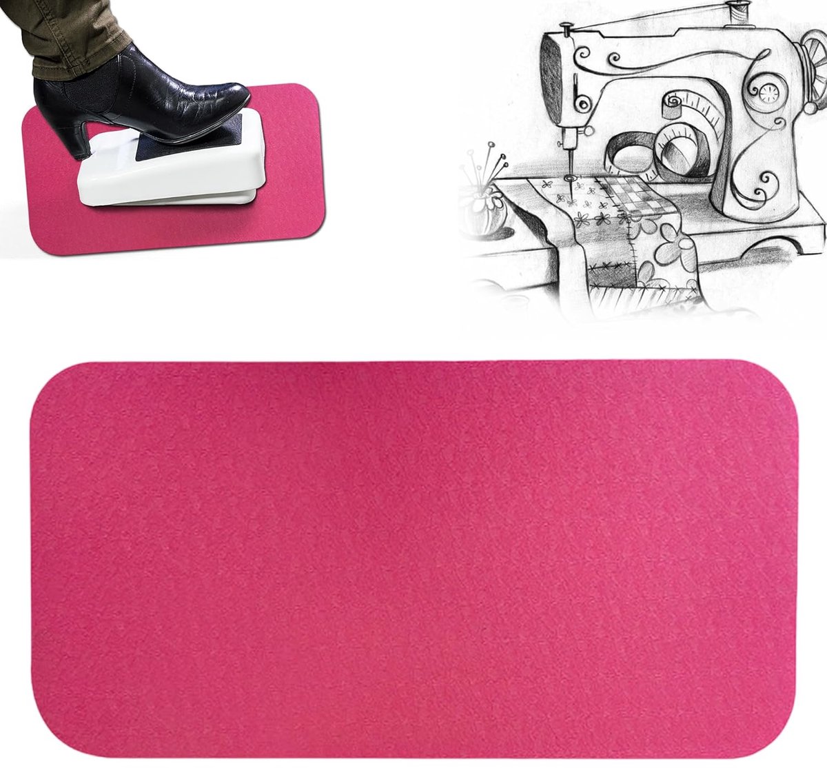 Naaimachine-antislipmat - verbeter grip - 1 stuk - rood - 34 x 17 x 0,8 cm