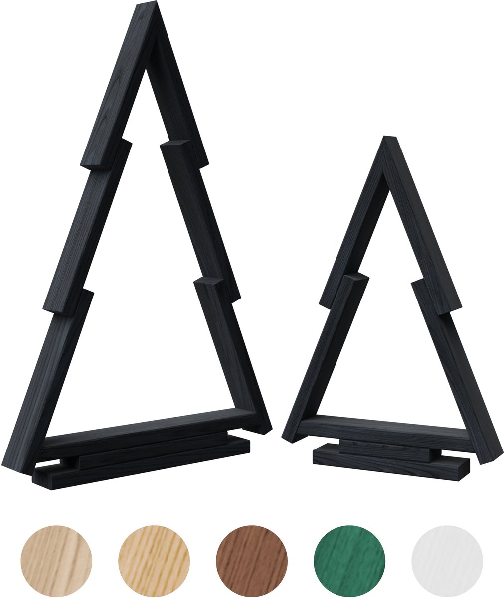 be4nature Houten Kerstboom Set 2 stuks (38 & 55 cm) - Grijs, Moderne Kerstboom
