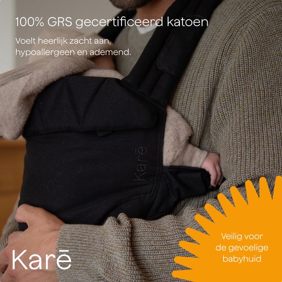 Karē Draagzak - Premium Baby Carrier - Ergonomisch en comfortabel - Buikdrager, Heup en Rug - Babydrager vanaf Geboorte - ook voor Peuter - Recycled Katoen - Unisex - Voor Mama en Papa / Zwart van $ — afbeelding 5