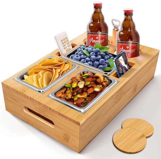 UNUS fietskist achter hout, fietsmand houten kist voor achter met picknickdeken en fleshouder, kist voor fietsbagagedrager in grijs