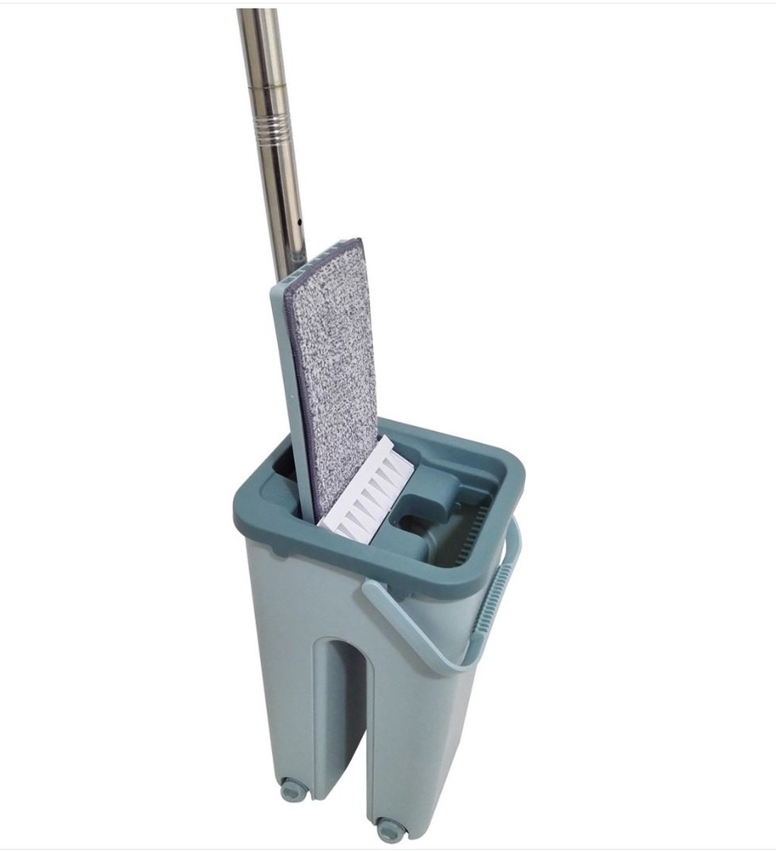 Aqua Dweilset – 2-in-1 Wringemmer met Spoelsysteem – Microvezel Dweil – Dweilsysteem