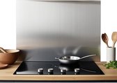 Spatscherm keuken RVS look 90x60 cm - Kookplaat achterwand - Industrieel - Metaallook - Planken - Muurbeschermer keuken - Spatwand inductiekookplaat - Hoogwaardig aluminium - Wanddecoratie
