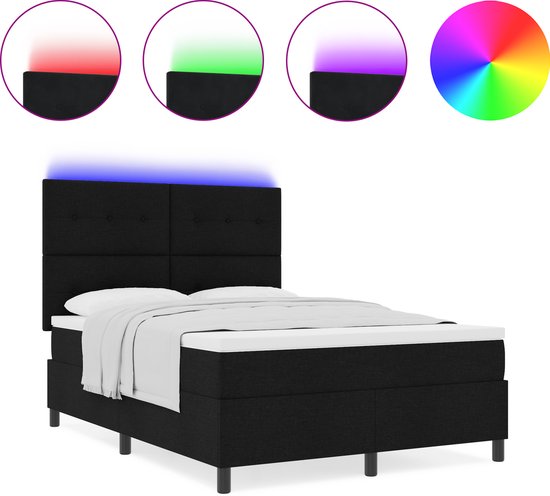 Volwassen bed 140 x 200 cm - Tweepersoonsbed met LED-verlichting en USB-oplader - beige fluweel