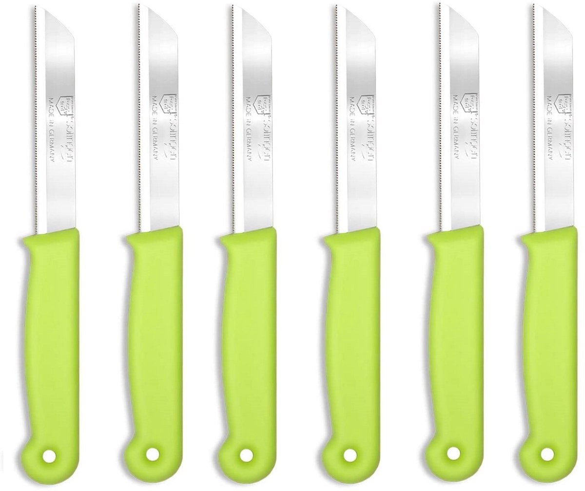 Solingen Kartelmes – Tomatenmes met Kartel – RVS – 18,5 cm met Blade Cover – Groen – 6 stuks