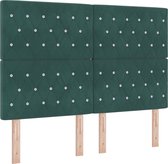 vidaXL - Boxspringbed - met - Matras - & - LED - Donkergroen - 140x200 - cm - Fluweel