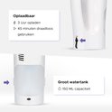 Witte elektrische ruitenreiniger met groot 150 ML watertank. Oplaadbaar: 3 uur opladen, 45 min draadloos.