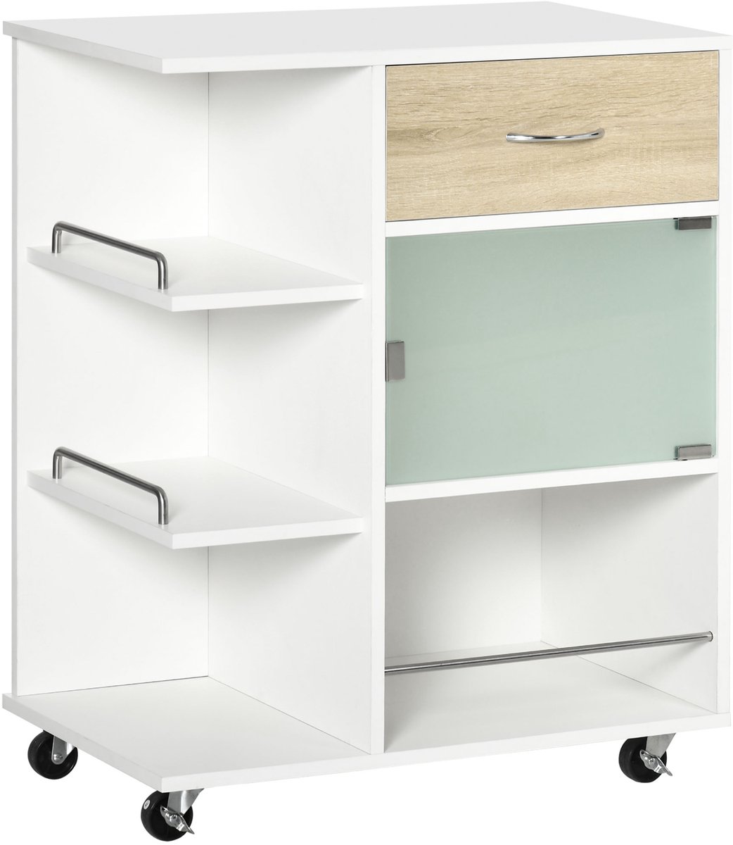 HOMCOM-Keukenwagen-Spaanplaat-65x39x80cm-Wit